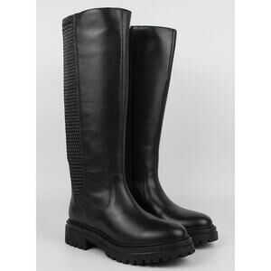 Geox Iridea Riding Boots Black NWOT Tall Knee High Lug Sole Comfort Capsule